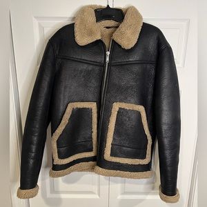 zara heavy double faced sherpa motorcycle jacket